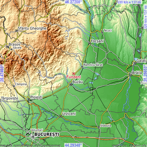 Topographic map of Fundeni