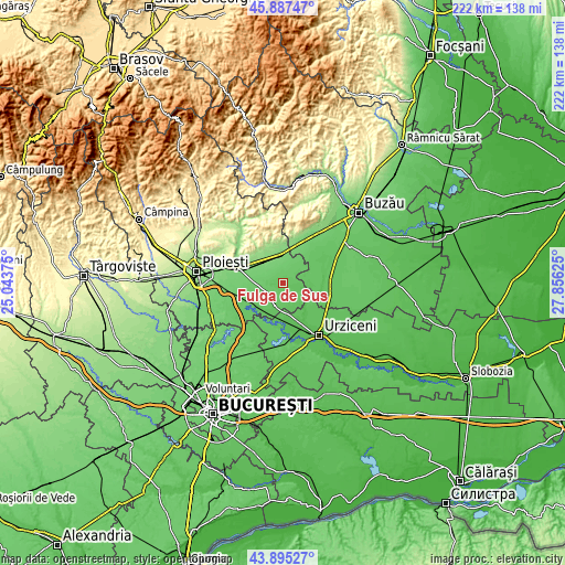 Topographic map of Fulga de Sus