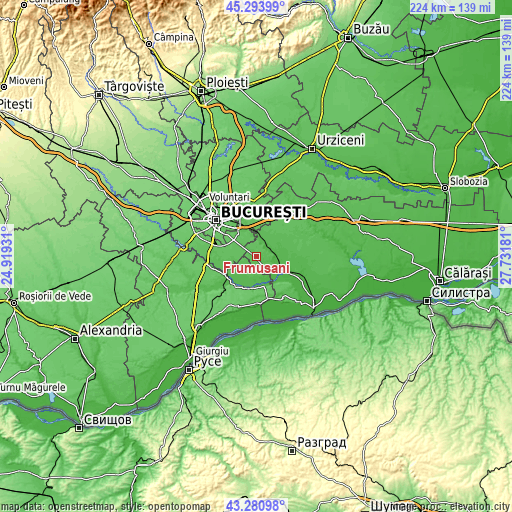 Topographic map of Frumuşani