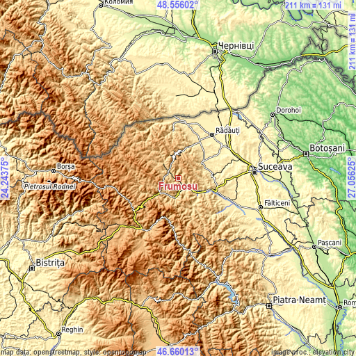 Topographic map of Frumosu