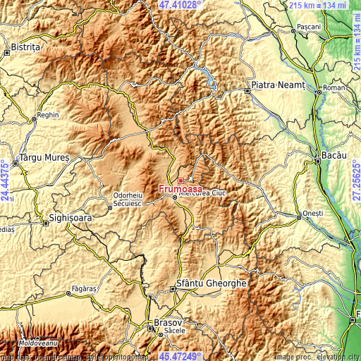 Topographic map of Frumoasa