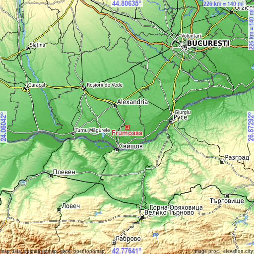 Topographic map of Frumoasa