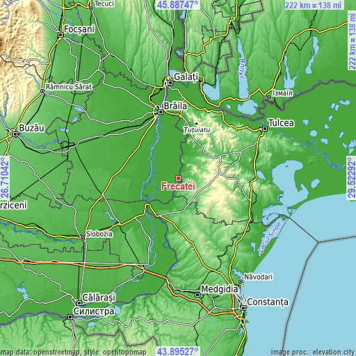 Topographic map of Frecăţei