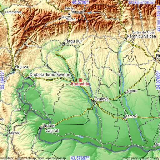 Topographic map of Fratoștița