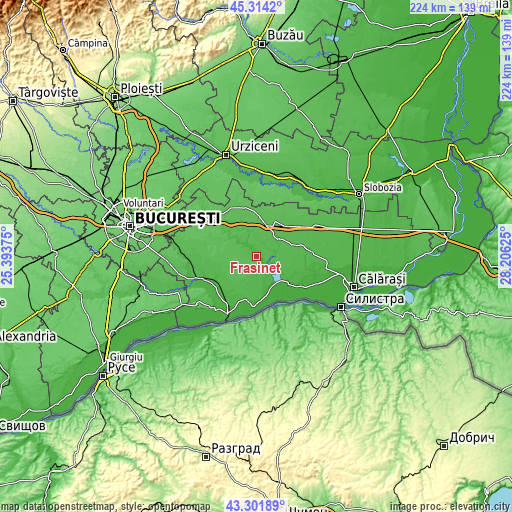 Topographic map of Frăsinet