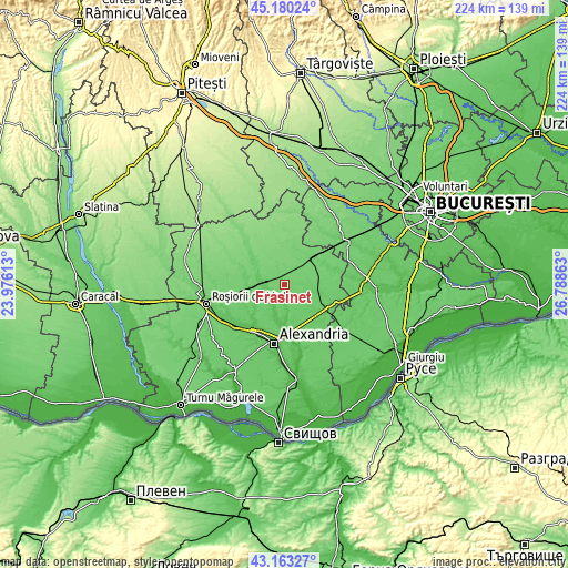 Topographic map of Frăsinet