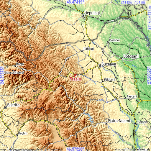 Topographic map of Frasin