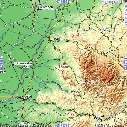 Topographic map of Forău