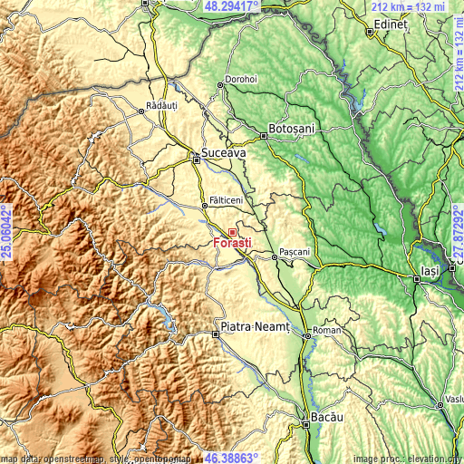 Topographic map of Forăşti