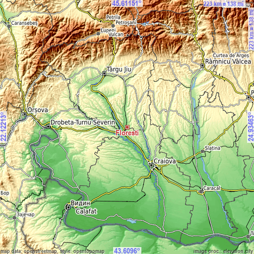 Topographic map of Florești