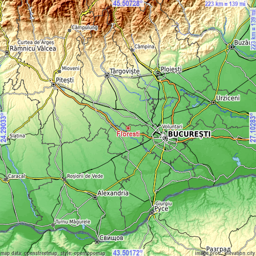 Topographic map of Florești