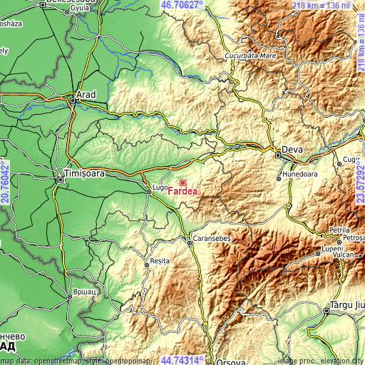 Topographic map of Fârdea