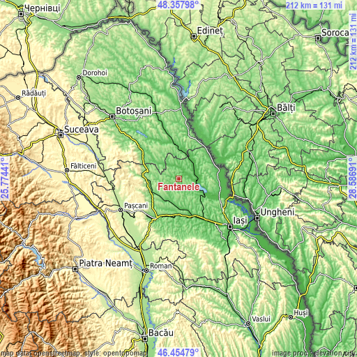 Topographic map of Fântânele