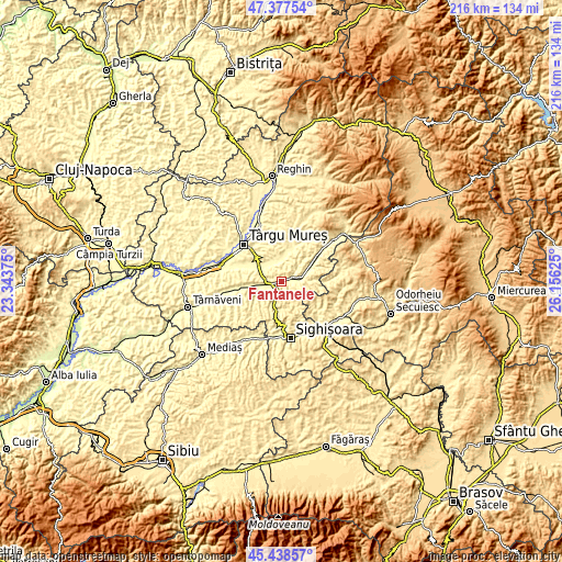 Topographic map of Fântânele