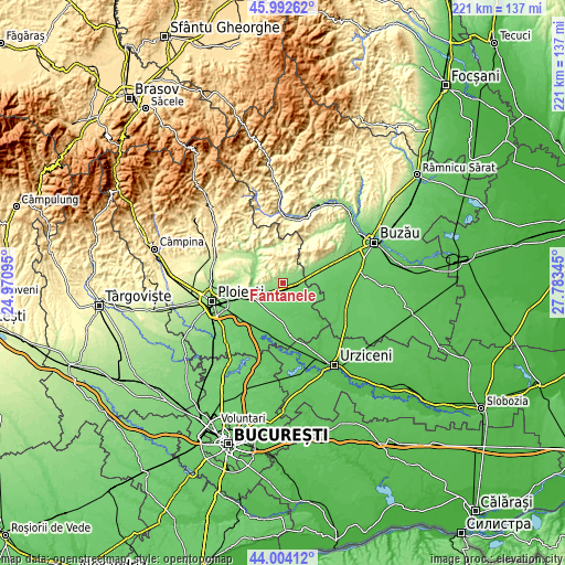 Topographic map of Fântânele