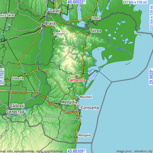 Topographic map of Fântânele