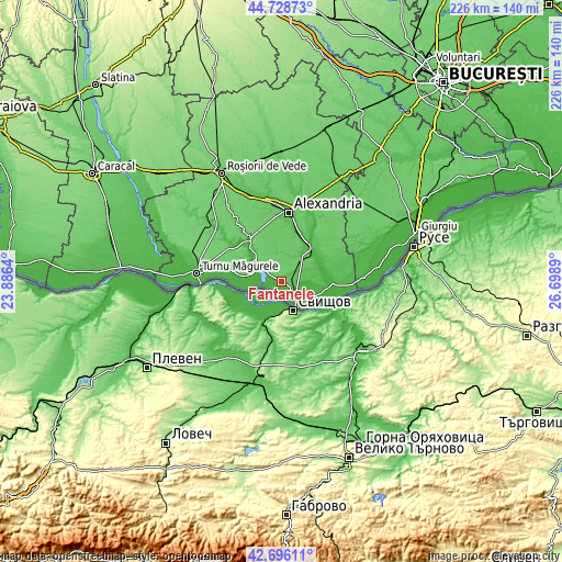 Topographic map of Fântânele