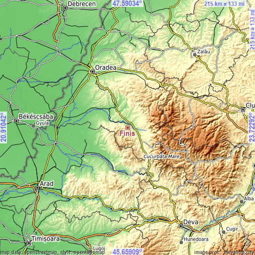 Topographic map of Finiş