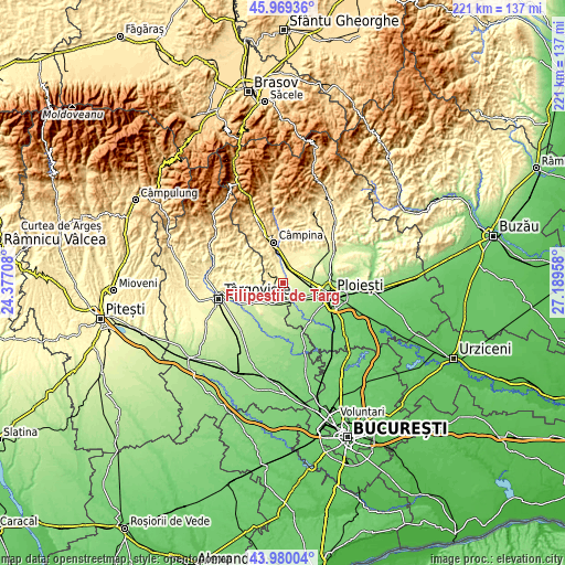 Topographic map of Filipeştii de Târg