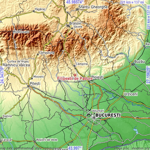 Topographic map of Filipeştii de Pădure