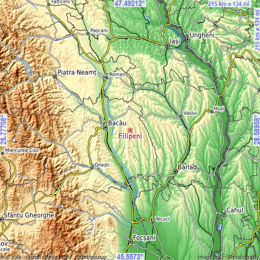 Topographic map of Filipeni