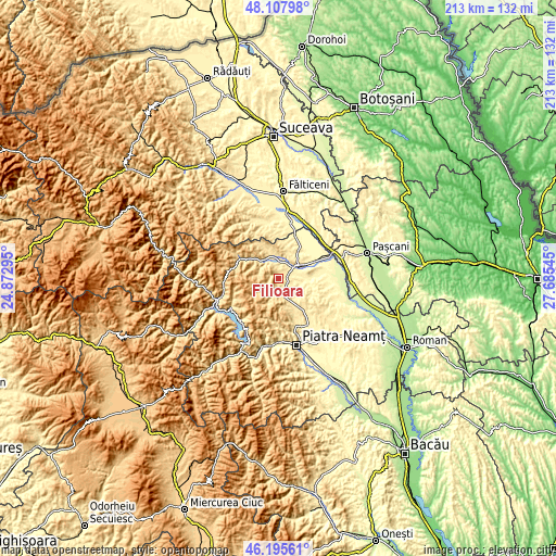 Topographic map of Filioara