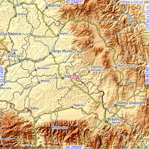 Topographic map of Filiaș