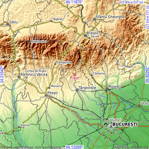 Topographic map of Fieni