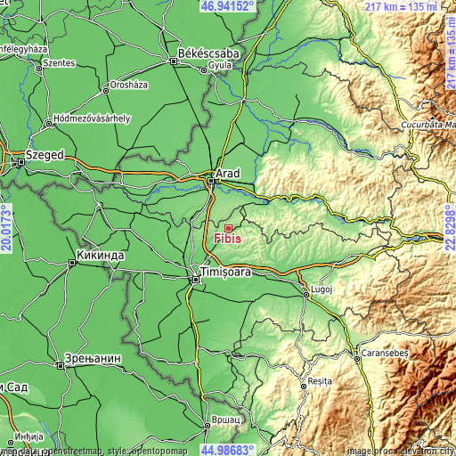 Topographic map of Fibiș