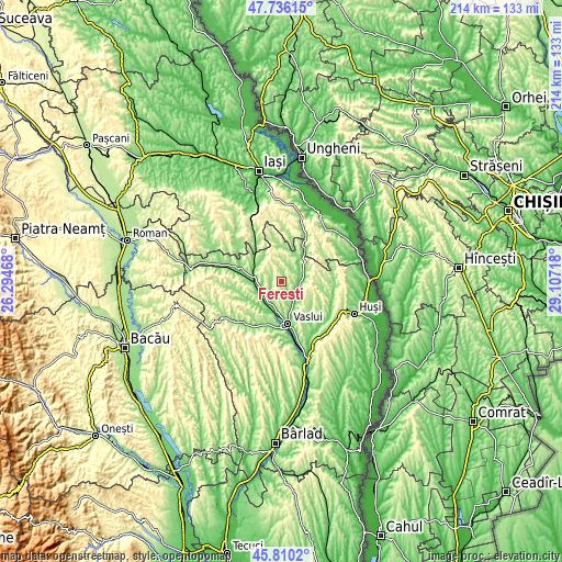 Topographic map of Ferești