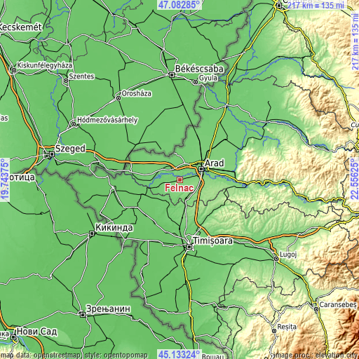 Topographic map of Felnac