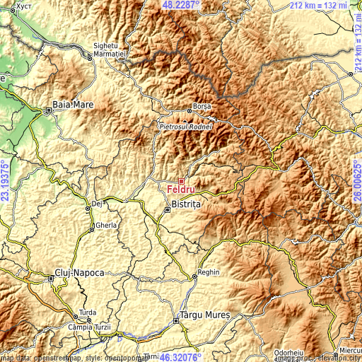 Topographic map of Feldru