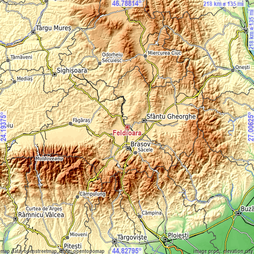 Topographic map of Feldioara