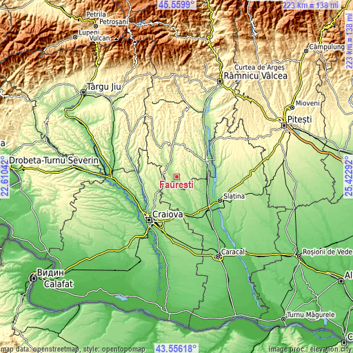 Topographic map of Făureşti