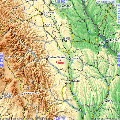 Topographic map of Făurei