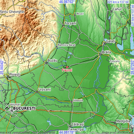 Topographic map of Făurei