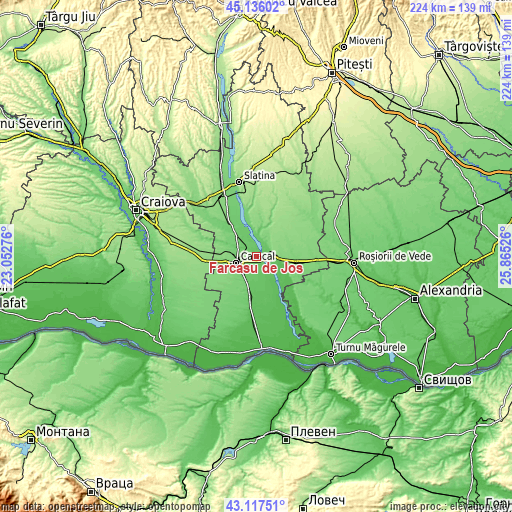 Topographic map of Fărcașu de Jos