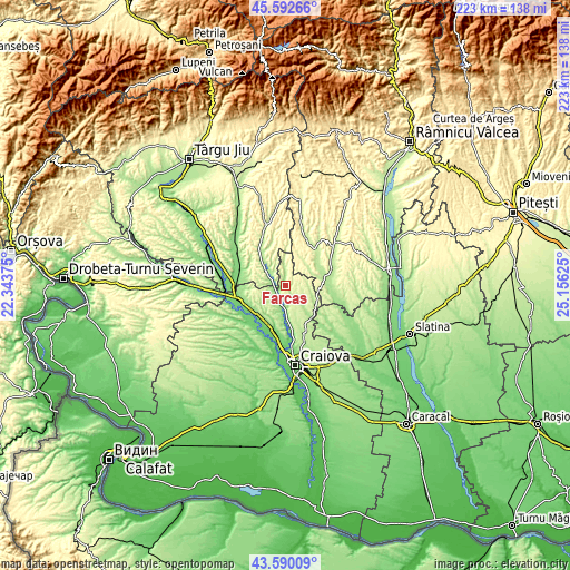 Topographic map of Fărcaș