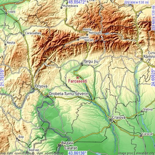 Topographic map of Fărcăşeşti