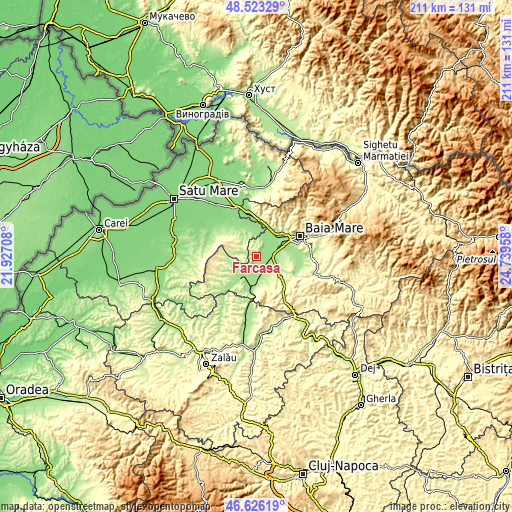 Topographic map of Fărcaşa