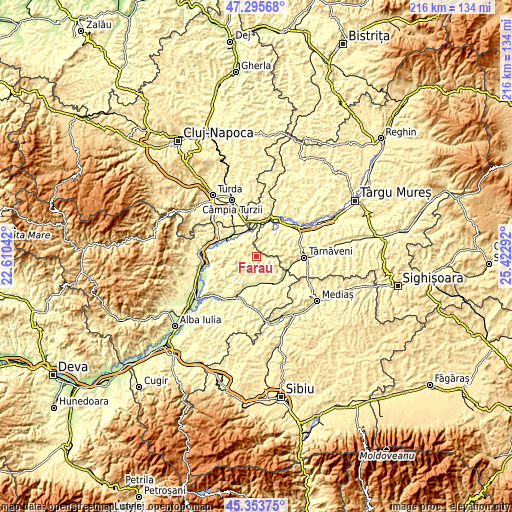 Topographic map of Fărău