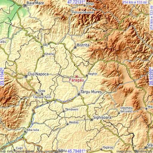 Topographic map of Fărăgău