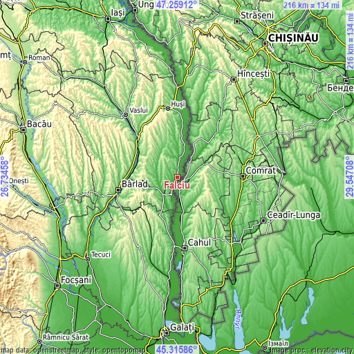 Topographic map of Fălciu