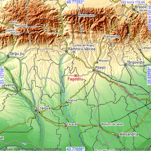 Topographic map of Făgeţelu