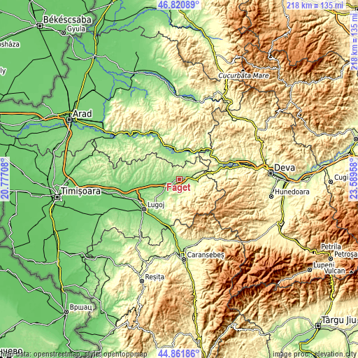 Topographic map of Făget