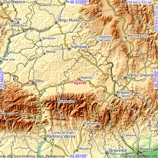 Topographic map of Făgăraș
