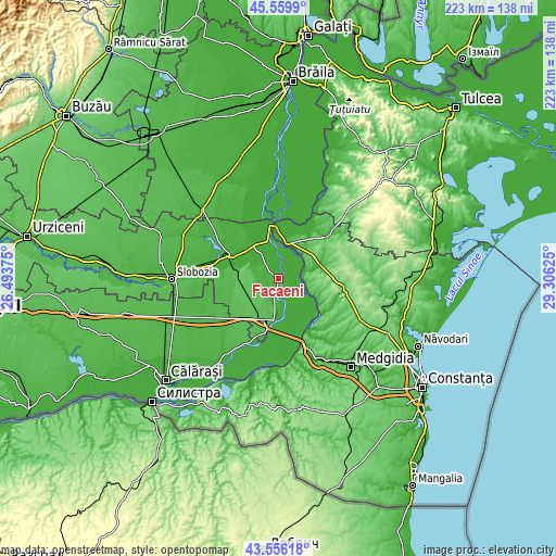 Topographic map of Făcăeni