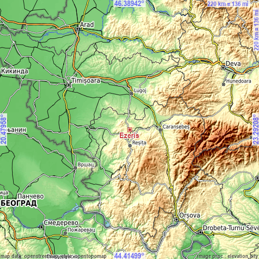 Topographic map of Ezeriş