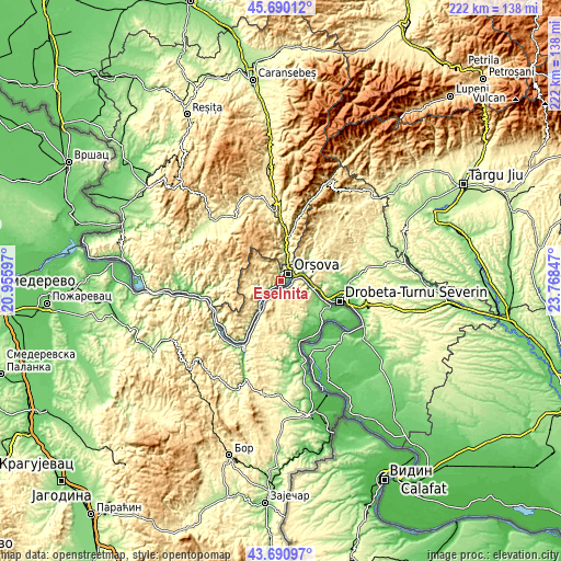 Topographic map of Eşelniţa