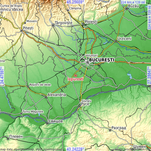 Topographic map of Iepureşti